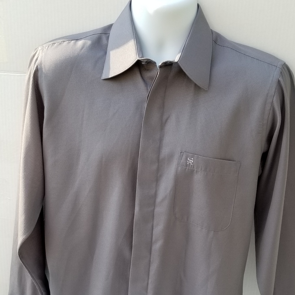 Stacy Adams Steel Color L/S Button Down Shirt Sz M - Picture 1 of 8
